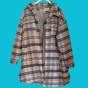 NWT Universal Thread Cream Plaid Coat Shacket Size XXL